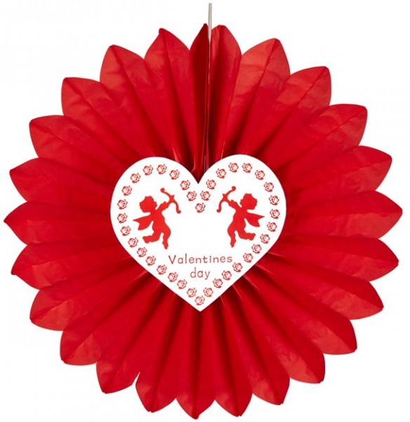 Ventaglio rosso di San Valentino 61 cm