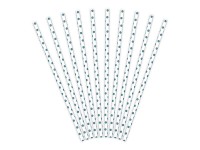 Preview: 10 turquoise dotted paper straws white 19.5cm