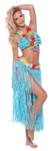 Falda Hawaii flecos azul 80cm