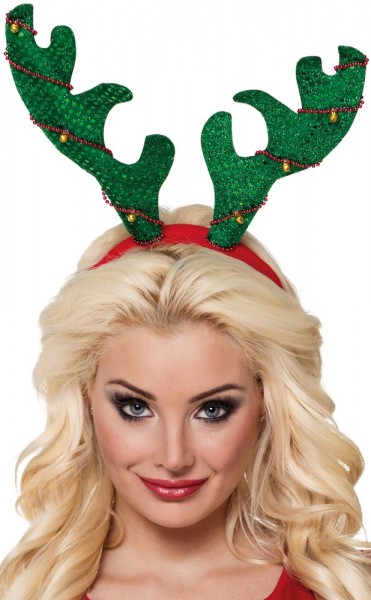 Glitter bells antlers Christmas headband