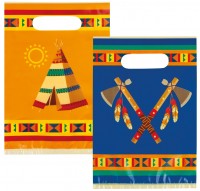 Vorschau: 6 Indianer Party Geschenktüten In Zwei Farben