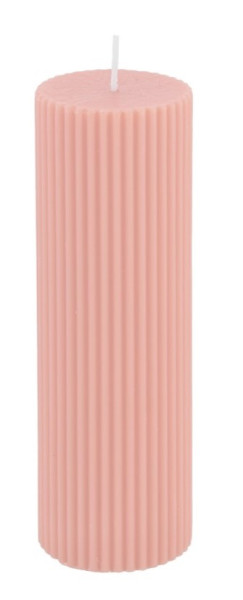 Candela a colonna rigata rosa antico 5 x 15 cm