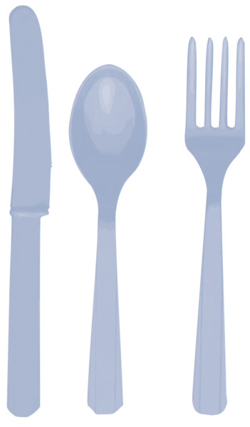 24 pcs. Cutlery set, plastic, pastel blue