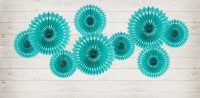 Preview: 3 paper rosettes Kate turquoise
