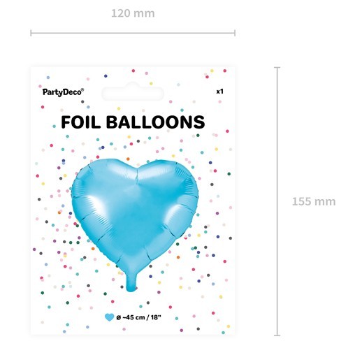 Herzilein Folienballon hellblau 45cm 3