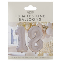 Preview: Foil balloon number 18 cream-gold elegance 66cm