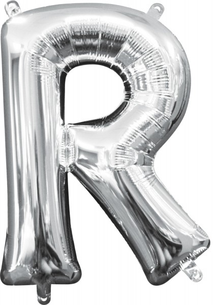Mini folie ballon letter R zilver 40cm