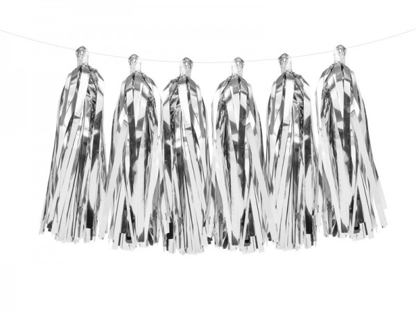 Silber metallic Tasselgirlande 1,5m x 30cm