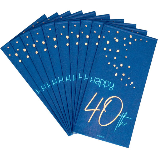 10 Elegant Blue 40th Birthday Servietten 33cm