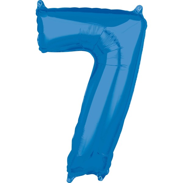 Blauer Zahl 7 Folienballon 66cm