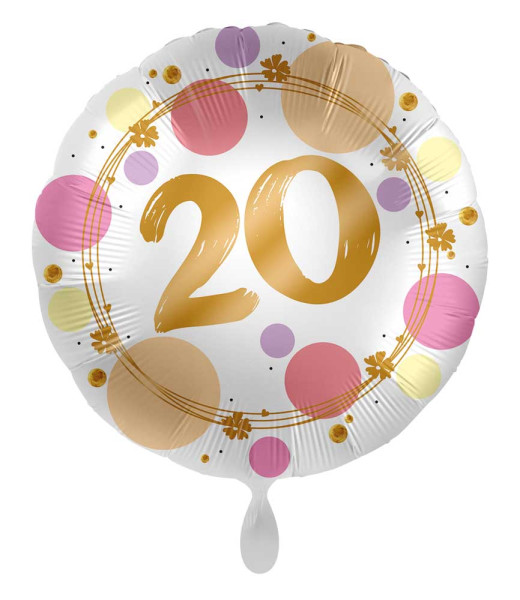 20e verjaardag ballon Happy Dots 45cm