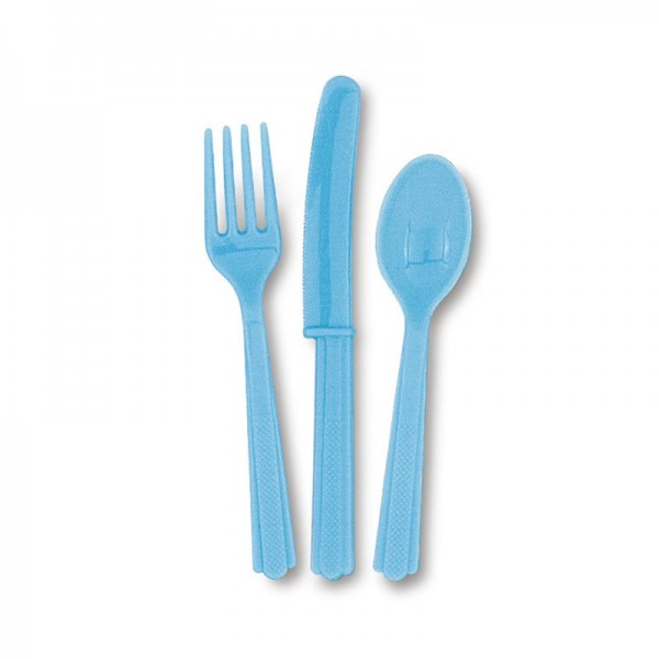 Party cutlery set Luise light blue 18 pieces