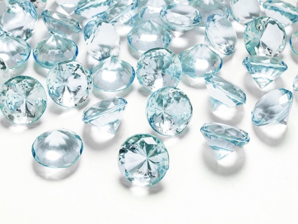 10 scatter dekoration diamanter turkis 2 cm