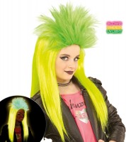 Preview: Glowing neon yellow punk wig for children