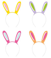 4 coloridas diademas con orejas de conejo de Pascua.