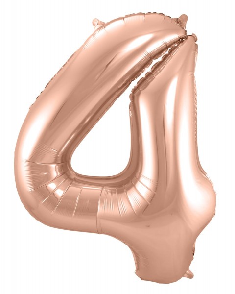 Folieballon nummer 4 rosé goud 86cm