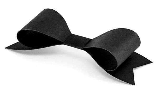6 Schwarze Papierschleifen 8 x 2,6cm