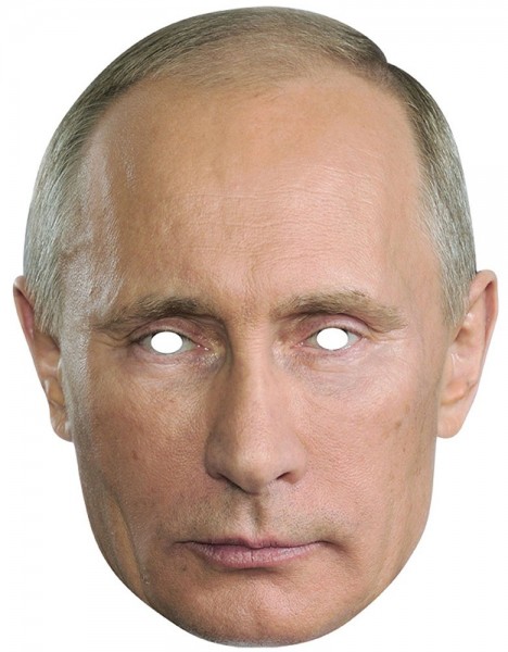 Máscara de cartón del presidente Putin