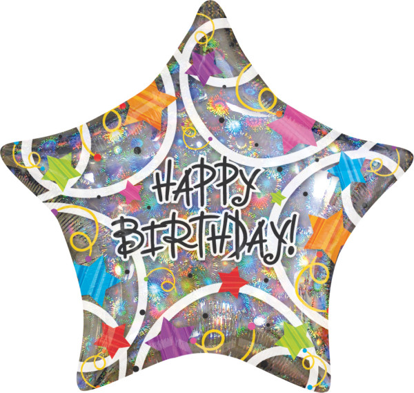 Happy Birthday star shimmer balloon