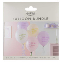 Vorschau: 5 Birthday-Ballons Bella Pastell 30cm