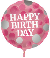 Glossy Pink Happy Birthday Folienballon 45cm