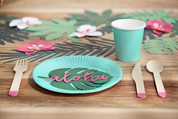 6 tropical turquoise paper plates 18cm 3