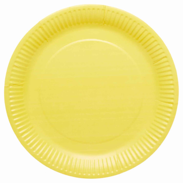 8 platos de papel ecológico amarillo sol 23cm