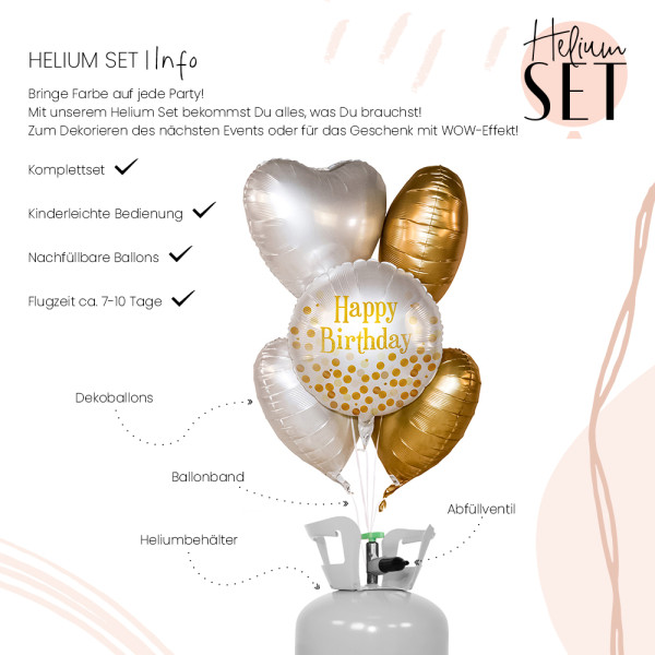 Golden Birthday Party Ballonbouquet-Set mit Heliumbehälter 3