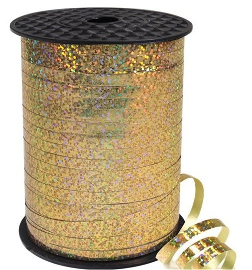 228m Holografisches Geschenkband gold
