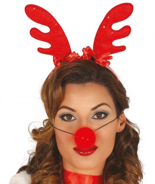 Rabella reindeer headband with nose