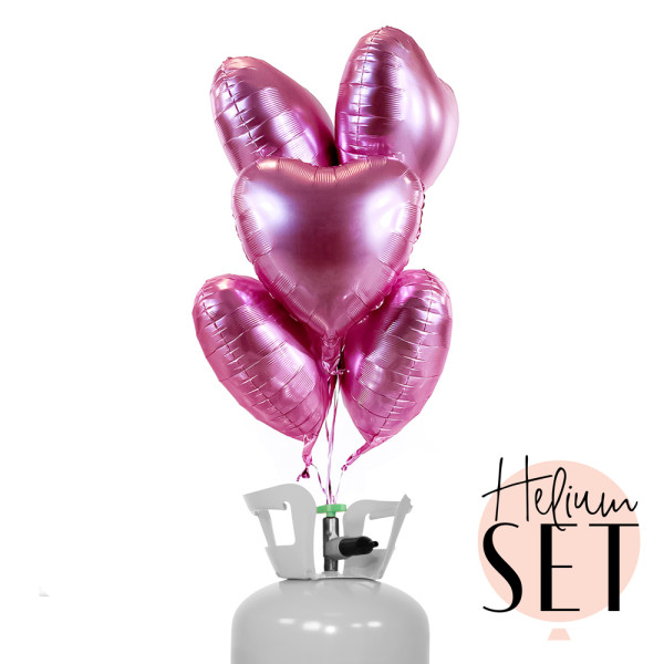 Cotton Candy mattes Herz Ballonbouquet-Set mit Heliumbehälter