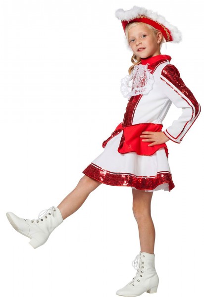 Costume da bambina con paillettes rosse scintillanti