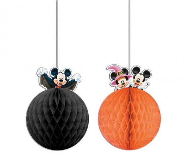 2 boules nid d'abeille Mickey Mouse Halloween 17cm