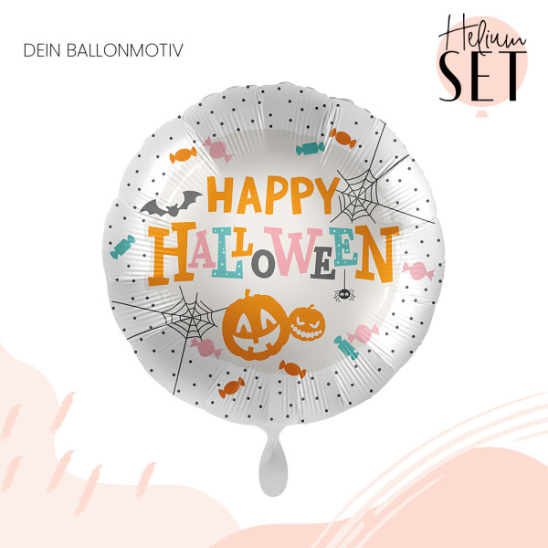 Happy Halloween Ballonbouquet-Set mit Heliumbehälter