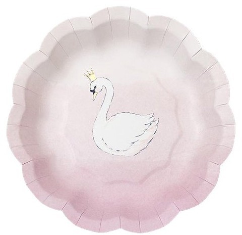 12 Elegant Swan paper plates 18cm