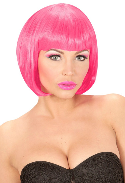 Parrucca UV rosa neon Bob 3