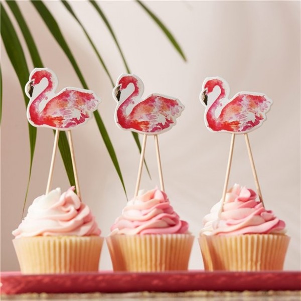 8 Fantastische Flamingo Muffin Spiesjes 12,5 cm