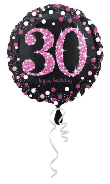 Różowy balon foliowy na 30 urodziny 43cm