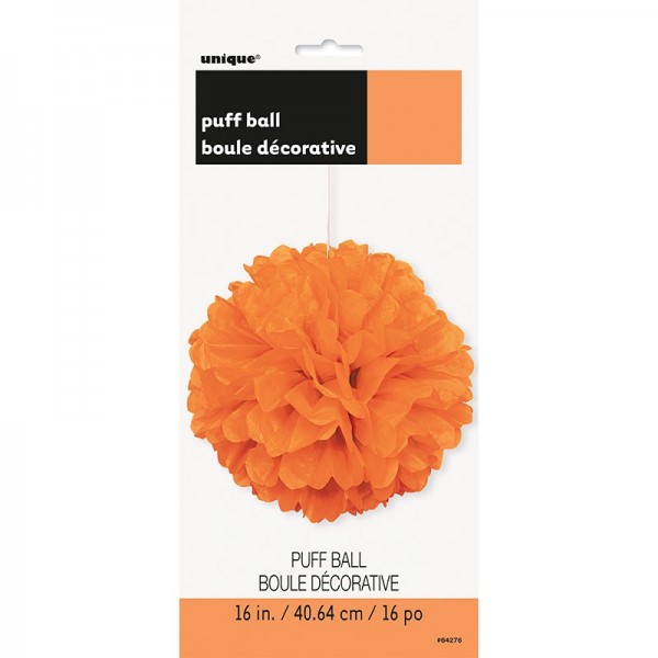 Orange fluffig pompom 40cm 2