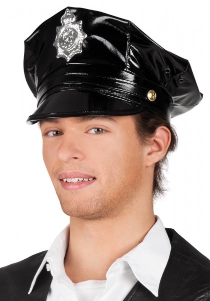 Schwarze Henni Polizei Lack Mütze