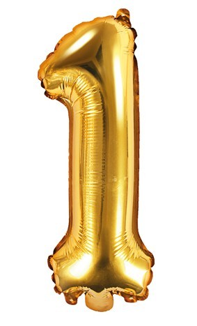 Number 1 foil balloon gold 35cm