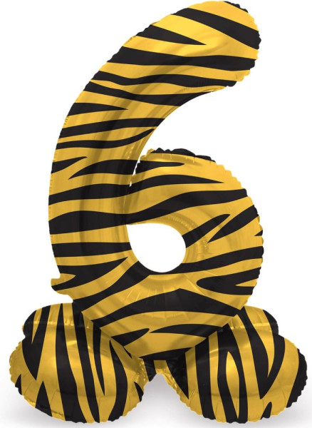 Standing Number 6 Balloon Tiger 41cm