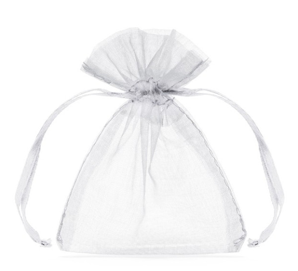 10 White Organza Bags Pearl 7.5 x 10cm