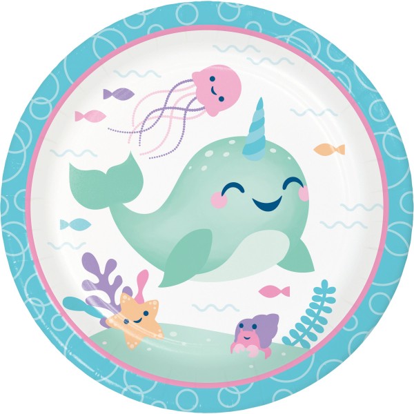8 narwhal party paper plates 23cm