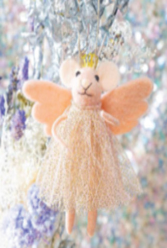 Figurka filcowa - Różowa świąteczna mysz