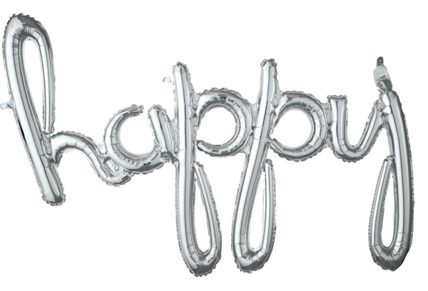 Silver Happy lettering 99 x 68cm