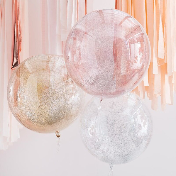 3 glitter confetti ballonnen party mix 55cm