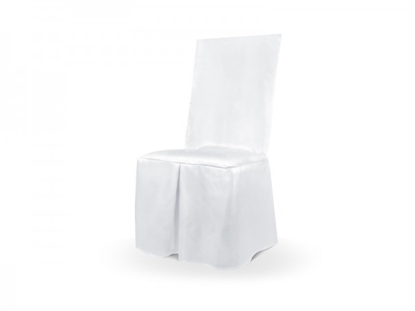Biały pokrowiec na krzesło z fałdą 107 cm