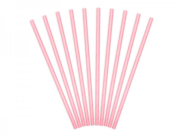 10 pailles en papier rose 19,5 cm