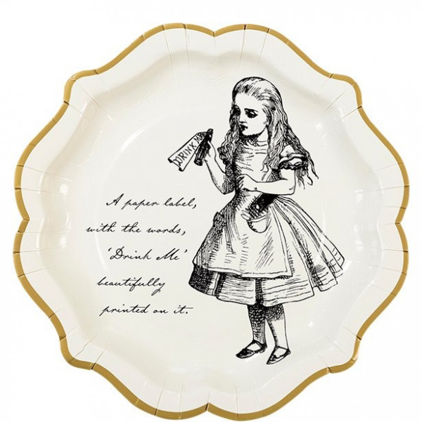12 papierowych talerzy Alice Tea Party 23 cm